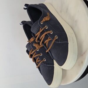 Sperry Navy Blue Leather Shoes with Tan Laces Size 8